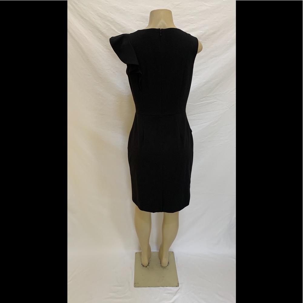 Calvin Klein Size 8 Ruffled Sleeveless Little Black Sheath Dress - Picture 5 of 10
